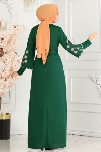 moda selvim Dress 6000UKB139 Emerald - Thumbnail