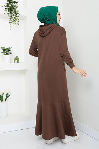 moda selvim Dress 6001ZNK903-M Brown - Thumbnail