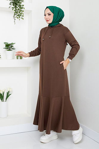 moda selvim Dress 6001ZNK903-M Brown - Thumbnail
