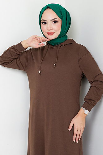 moda selvim Dress 6001ZNK903-M Brown - Thumbnail