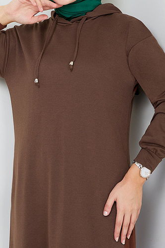 moda selvim الفستان بني 6001ZNK903-M - Thumbnail