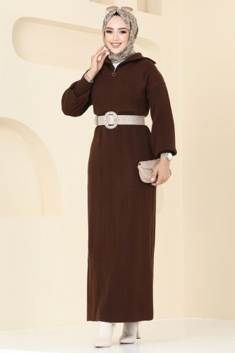 moda selvim Dress 6009KLN570 Brown - Thumbnail