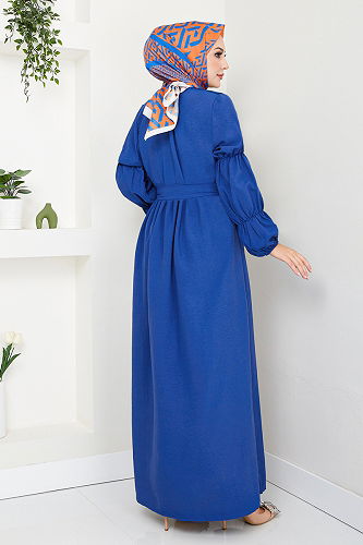 moda selvim الفستان نيلي 6021HBS932-M - Thumbnail
