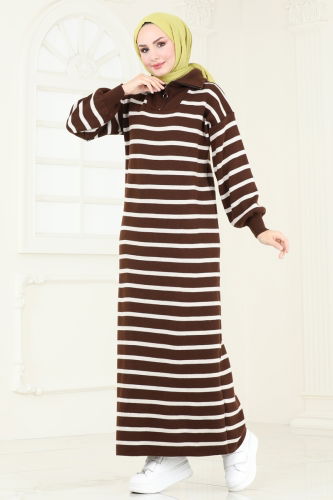 moda selvim Dress 6025KLN570 Brown - Thumbnail