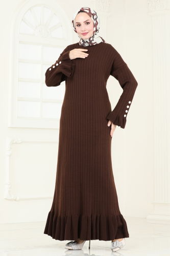 moda selvim Dress 6026KLN570 Brown - Thumbnail