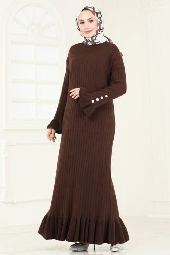 moda selvim Dress 6026KLN570 Brown - Thumbnail