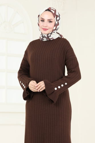 moda selvim Dress 6026KLN570 Brown - Thumbnail