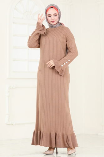 moda selvim Dress 6026KLN570 Latte - Thumbnail