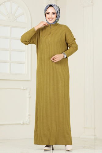 moda selvim Dress 6027KLN570 Oil Green - Thumbnail