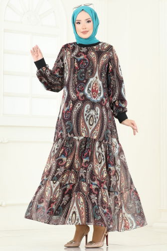 moda selvim الفستان فوشي 6071UZ662 - Thumbnail