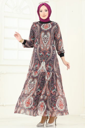 moda selvim Dress 6071UZ662 Lilac - Thumbnail