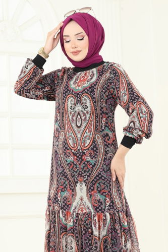 moda selvim Dress 6071UZ662 Lilac - Thumbnail