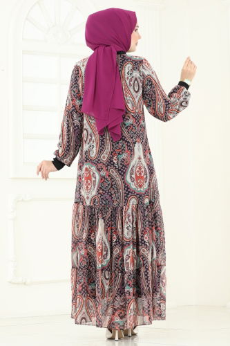 moda selvim Dress 6071UZ662 Lilac - Thumbnail