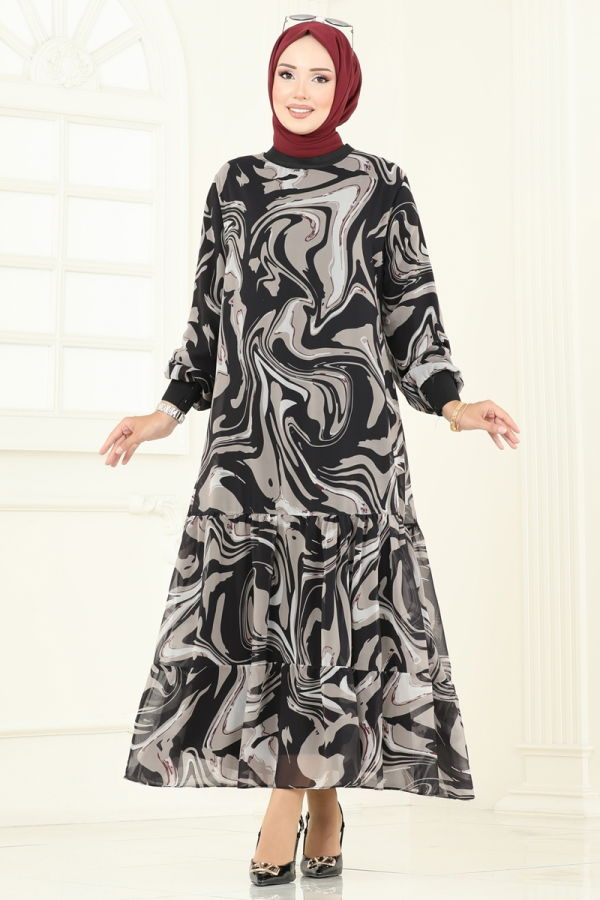 Modaselvim NET 20%+20% DISCOUNT IN THE CARD Dress 6071UZ662 Pattern2 Vision&Black