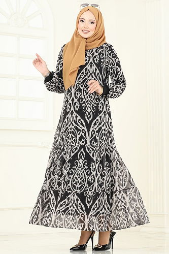 moda selvim الفستان باترن 3 فيجن آند بلاك 6071UZ662 - Thumbnail