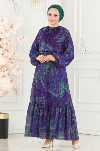 B.İ.S.S.K. - Dress 6094BSK463 Purple & Green