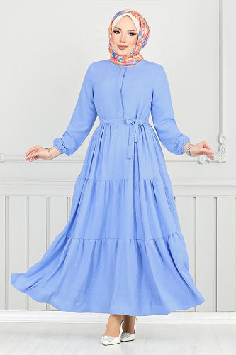 moda selvim Dress 6094TGE913-M Baby Blue - Thumbnail