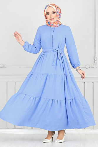 moda selvim Dress 6094TGE913-M Baby Blue - Thumbnail