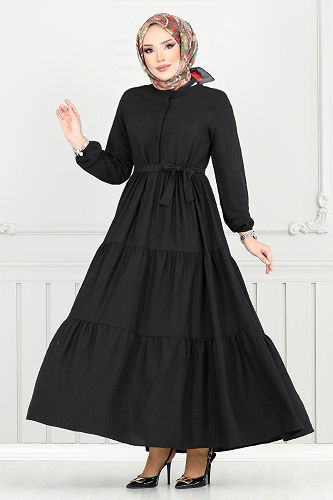 moda selvim Dress 6094TGE913-M Black - Thumbnail