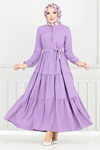 moda selvim Dress 6094TGE913-M Dark Lilac - Thumbnail