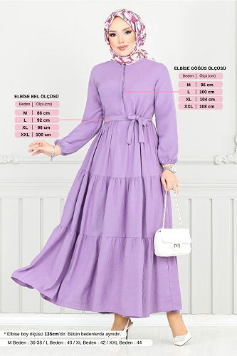 moda selvim Dress 6094TGE913-M Dark Lilac - Thumbnail