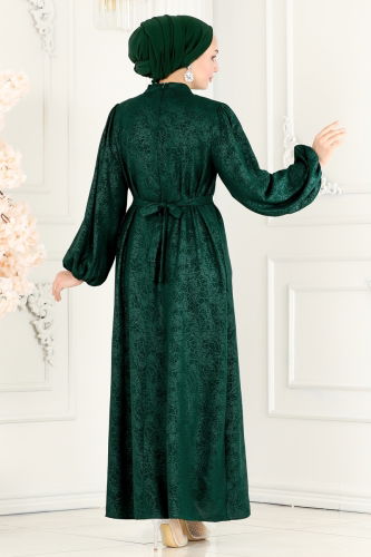 moda selvim Dress 6098BSK463 Emerald - Thumbnail