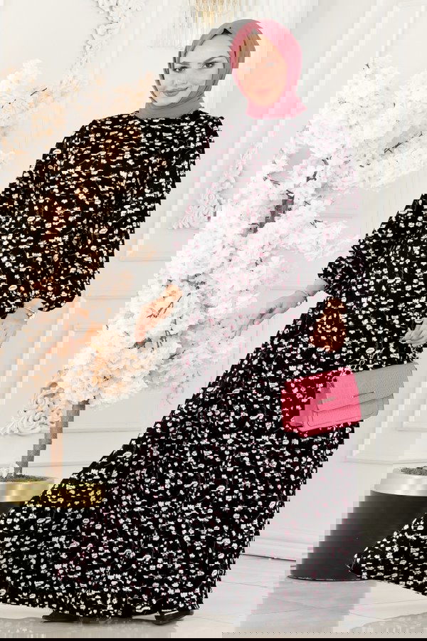 Modaselvim سلة خصم 30٪ الفستان اسود سكري 6107BSK463