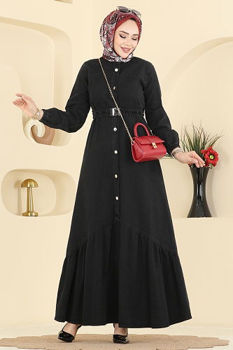 moda selvim الفستان أسود 6135ORG1169 - Thumbnail