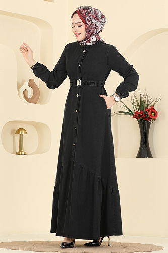 moda selvim الفستان أسود 6135ORG1169 - Thumbnail