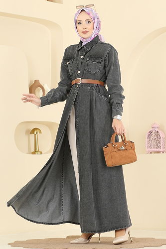 moda selvim Dress 6136ORG1169 Gray Jeans - Thumbnail