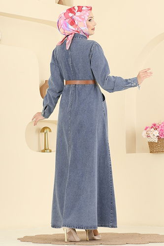 moda selvim Dress 6136ORG1169 Light Denim - Thumbnail