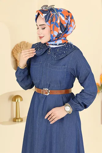 moda selvim Dress 6141ORG1169 Dark Denim - Thumbnail