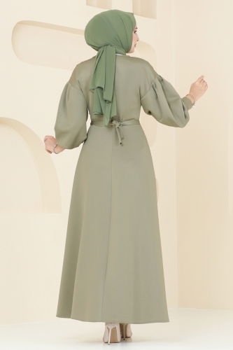 moda selvim Dress 6147BSK463 Almond Green - Thumbnail