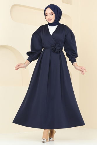 moda selvim Dress 6147BSK463 Navy Blue - Thumbnail