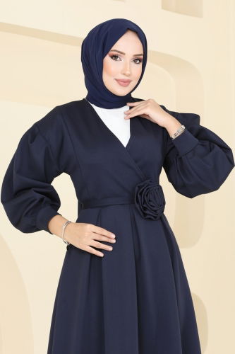 moda selvim Dress 6147BSK463 Navy Blue - Thumbnail