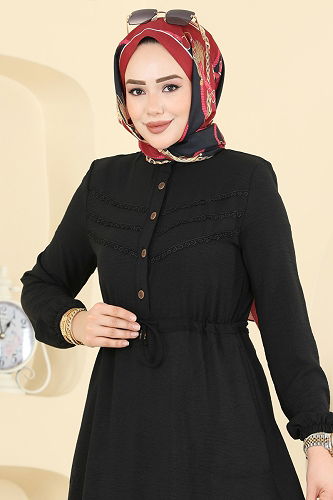 moda selvim الفستان أسود 6147ORG1169 - Thumbnail