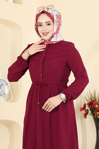 moda selvim الفستان خمري 6147ORG1169 - Thumbnail