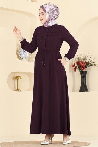 moda selvim الفستان توتي غامق 6147ORG1169 - Thumbnail