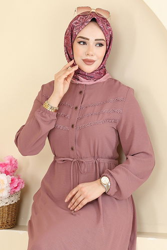 moda selvim Dress 6147ORG1169 Dark Rose Dusky - Thumbnail