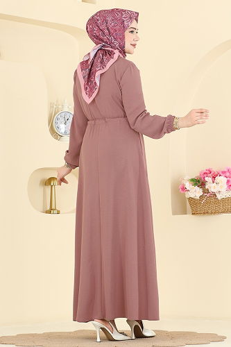 moda selvim الفستان وردي غامق 6147ORG1169 - Thumbnail