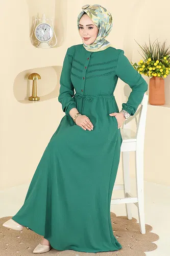 moda selvim Dress 6147ORG1169 Green - Thumbnail