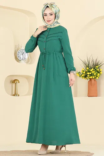 moda selvim Dress 6147ORG1169 Green - Thumbnail