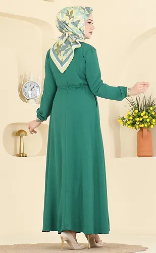 moda selvim Dress 6147ORG1169 Green - Thumbnail