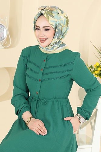 moda selvim الفستان أخضر 6147ORG1169 - Thumbnail