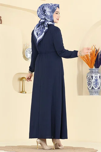 moda selvim Dress 6147ORG1169 Light Navy Blue - Thumbnail