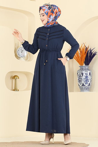 moda selvim الفستان كحلي 6147ORG1169 - Thumbnail