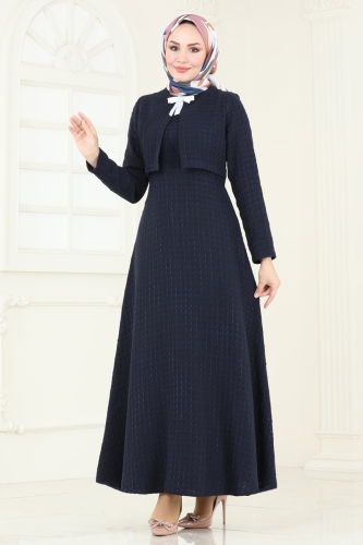 moda selvim Dress 6148BSK463 Navy Blue - Thumbnail