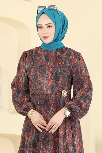moda selvim Dress 6152ORG1169 Brown - Thumbnail