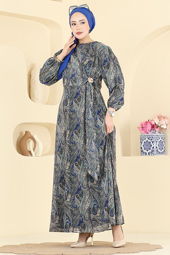 moda selvim الفستان اخضر عفني 6152ORG1169 - Thumbnail