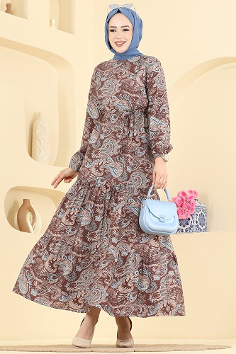 moda selvim Dress 6154ORG1169 Brown - Thumbnail